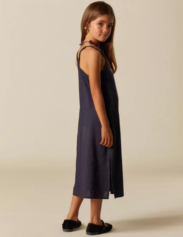 NÍCOLI VESTIDO AZUL TIRANTES BORDADO< Vestidos
