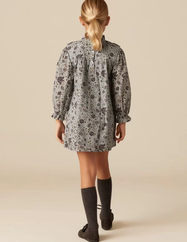 NÍCOLI VESTIDO FLOR HOJA AZUL< Vestidos