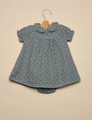 NÍCOLI VESTIDO FLOR RAMITO AZUL< Vestidos