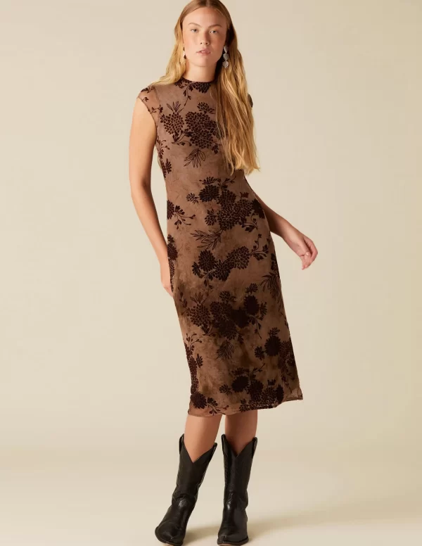 NÍCOLI VESTIDO FLOR TULLE MARRÓN< Vestidos
