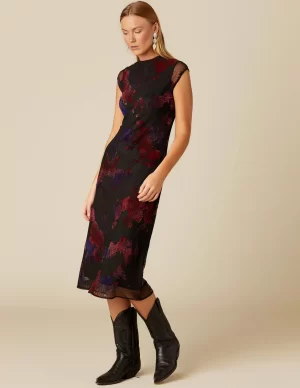 NÍCOLI VESTIDO FLOR TULLE NEGRO< Vestidos