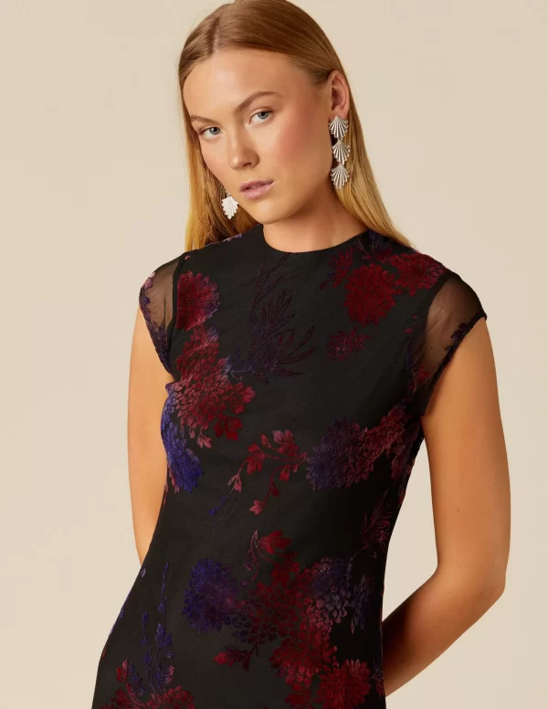 NÍCOLI VESTIDO FLOR TULLE NEGRO< Vestidos