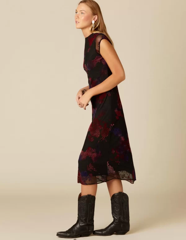 NÍCOLI VESTIDO FLOR TULLE NEGRO< Vestidos