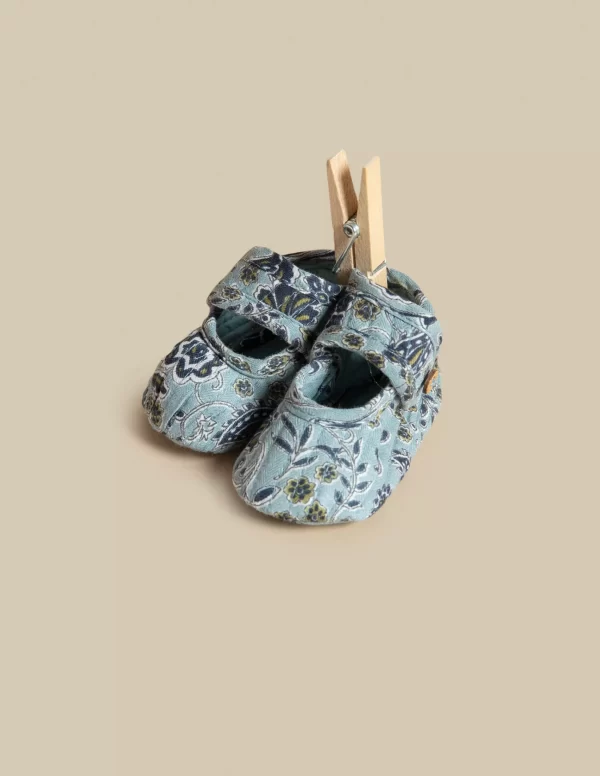 NÍCOLI ZAPATO FLOR HOJA AZUL< Zapatos